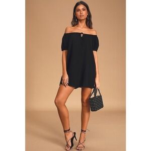 Lulus Size Small Keep It Fresh Off The Shoulder Mini Dress Black